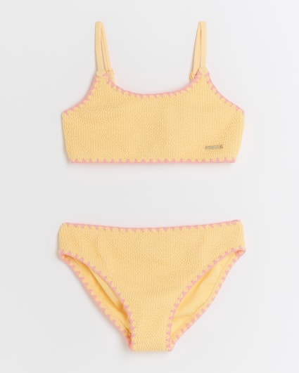 Girls orange stitch detail bikini set