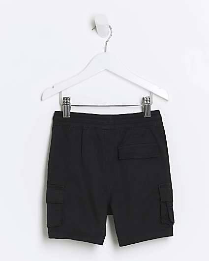 Mini boys black cargo shorts