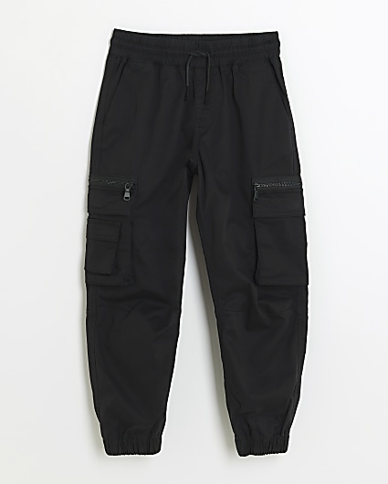 Boys black cargo trousers