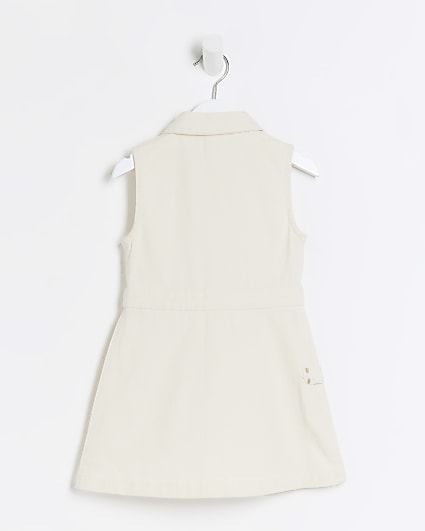 Mini girls cream pinafore dress