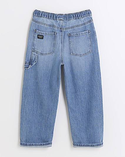 Blue elasticated baggy jeans