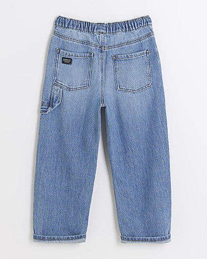 Boys blue elasticated baggy jeans