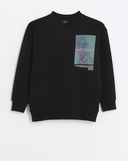 Boys black graphic patch sweatshirt