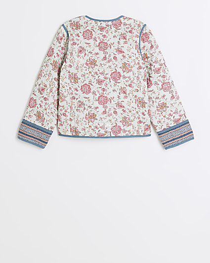 Girls pink floral quilted jacket
