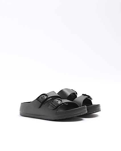 Boys black moulded double strap sandals