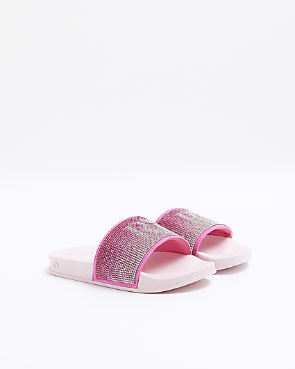 Girls pink RI diamante sandals