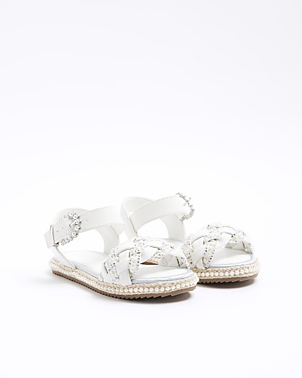 Girls white woven espadrille sandals