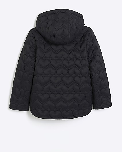 Girl black heart quilt padded coat