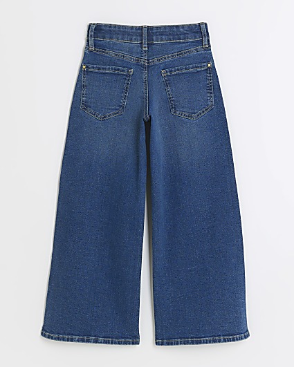 Girls blue wide leg jeans