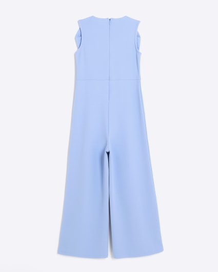 Girls blue bow wide leg jumpsuit