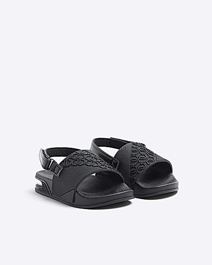 Mini Boys Black Embossed Sliders