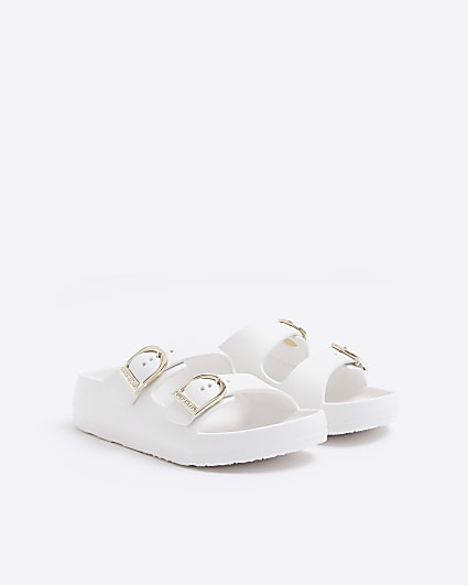 Girls white buckle sandals