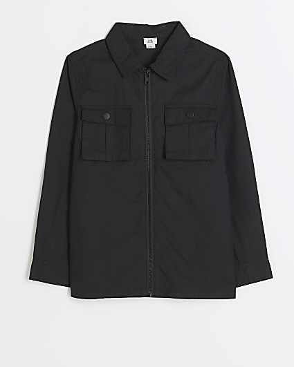 Boys black paper touch shacket