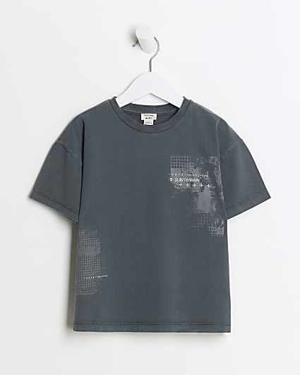 Mini boys grey washed graphic t-shirt