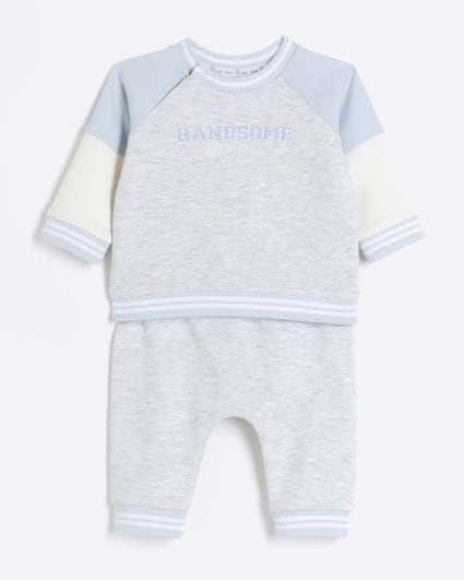 Baby boys grey embroidered sweatshirt set