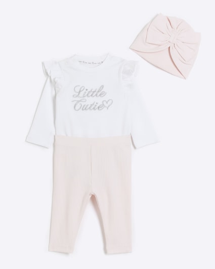 Baby girls pink little cutie turban set