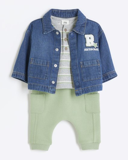 Baby boys blue denim jacket set