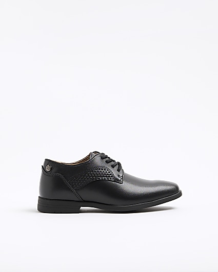 Boys Black Embossed Point Shoes