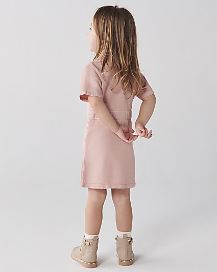 Mini Girls Pink Denim Look Shirt Dress