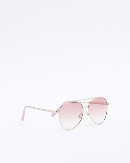 Girls pink heart aviator sunglasses