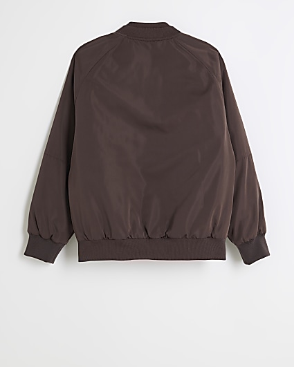 Boys brown patch bomber jacket