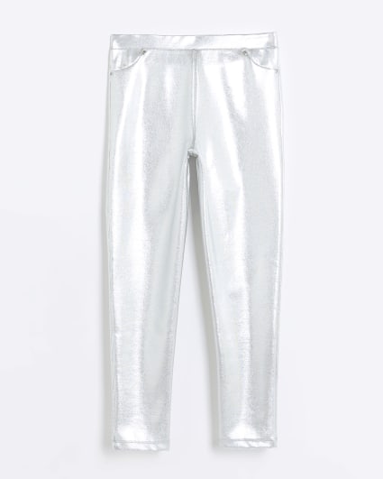 Girls silver disco leggings