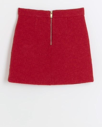 Girls red heart boucle skirt