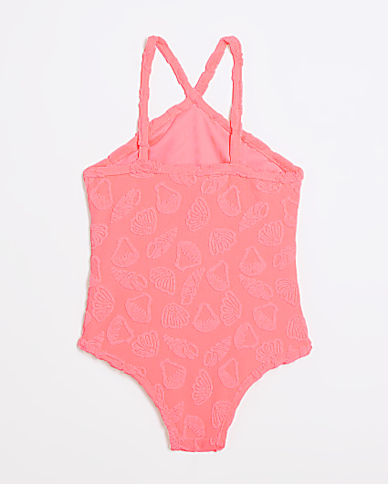 Mini Girls Coral Towelling Shell Swimsuit