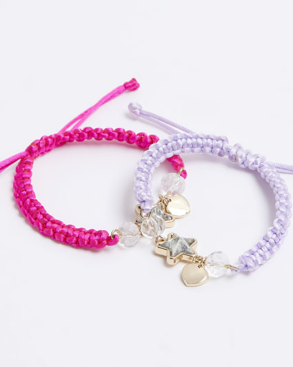 Girls pink BFF star bracelets