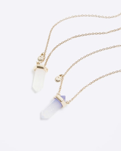 Girls gold BFF stone necklaces