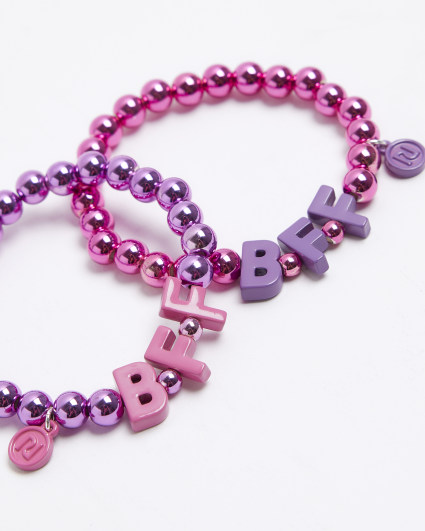 Girls pink BFF beaded bracelets