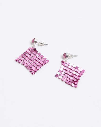 Girls Pink Chainmail Earrings