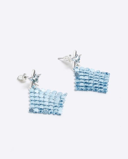 Girls Blue Chainmail Earrings
