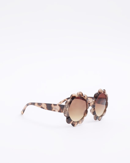 Mini girls brown tortoise flower sunglasses