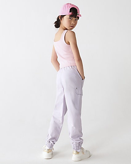 Girls purple papertouch chain cargo trousers