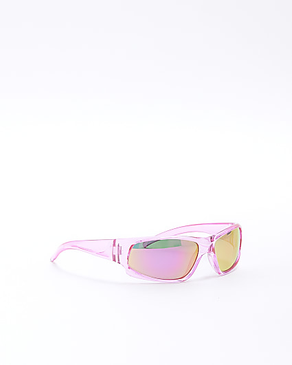 Girls pink sporty wrap sunglasses