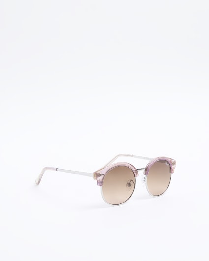 Girls silver irridescent retro sunglasses