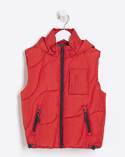 Mini boys red wave padded gilet