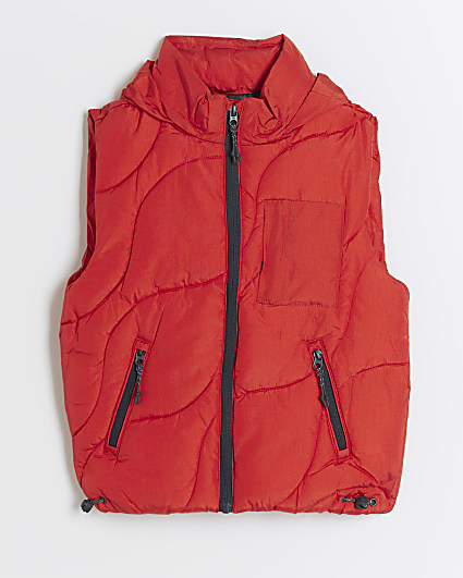 Boys red wave padded gilet