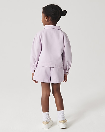 Mini girls purple frill shacket set