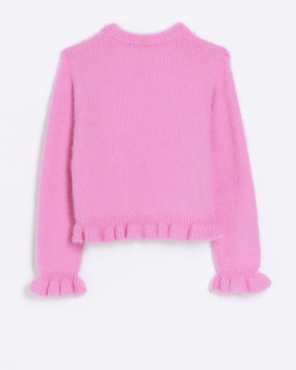Girls pink fluffy frill jumper