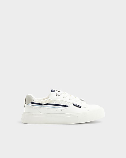 Boys white side tape trainers