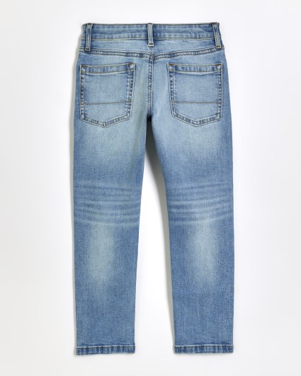 Boys blue ripped slim fit jeans
