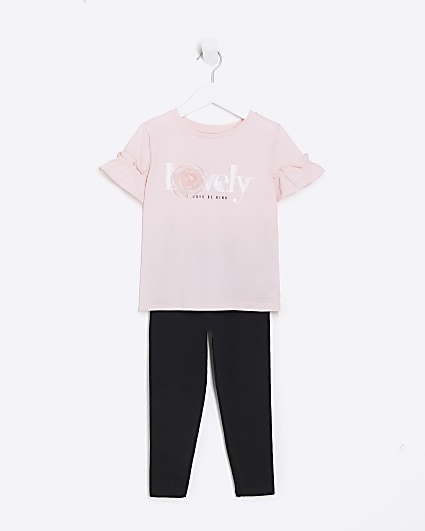 Mini girls pink corsage t-shirt set