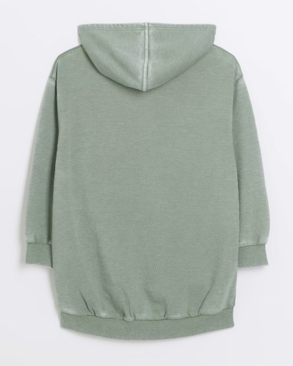 Girls green graphic washed hoodie