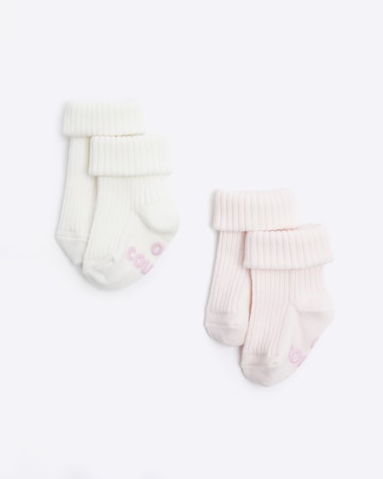 Baby girls pink turnover socks 2 pack