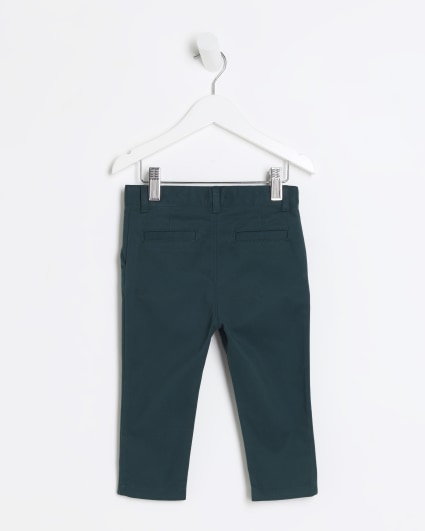 Mini boys green stretch chino trousers