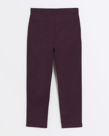 Boys red stretch chino trousers