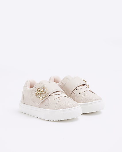 Mini Girls Pink Flower Trainers