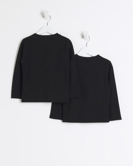 Mini Boys Black Long Sleeve T-shirt 2 pack